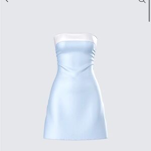 Finesse Strapless Light Blue and White Dress